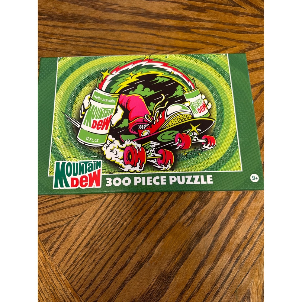 Mountain Dew 300 Piece Jigsaw Puzzle Skateboarding Soda Graphic Retro Green